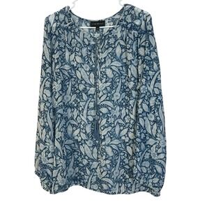 Lane Bryant Floral Print‎ Blouse Long Sleeve Women's Size 14/16 Top Sheer
